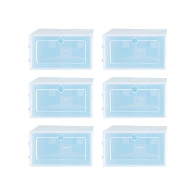 Cabilock 6pcs Stackable Transparent Shoe Storage Boxes Thick Plastic Containers for Organizing Sneakers High Heels and Boots for Closets and Entryways