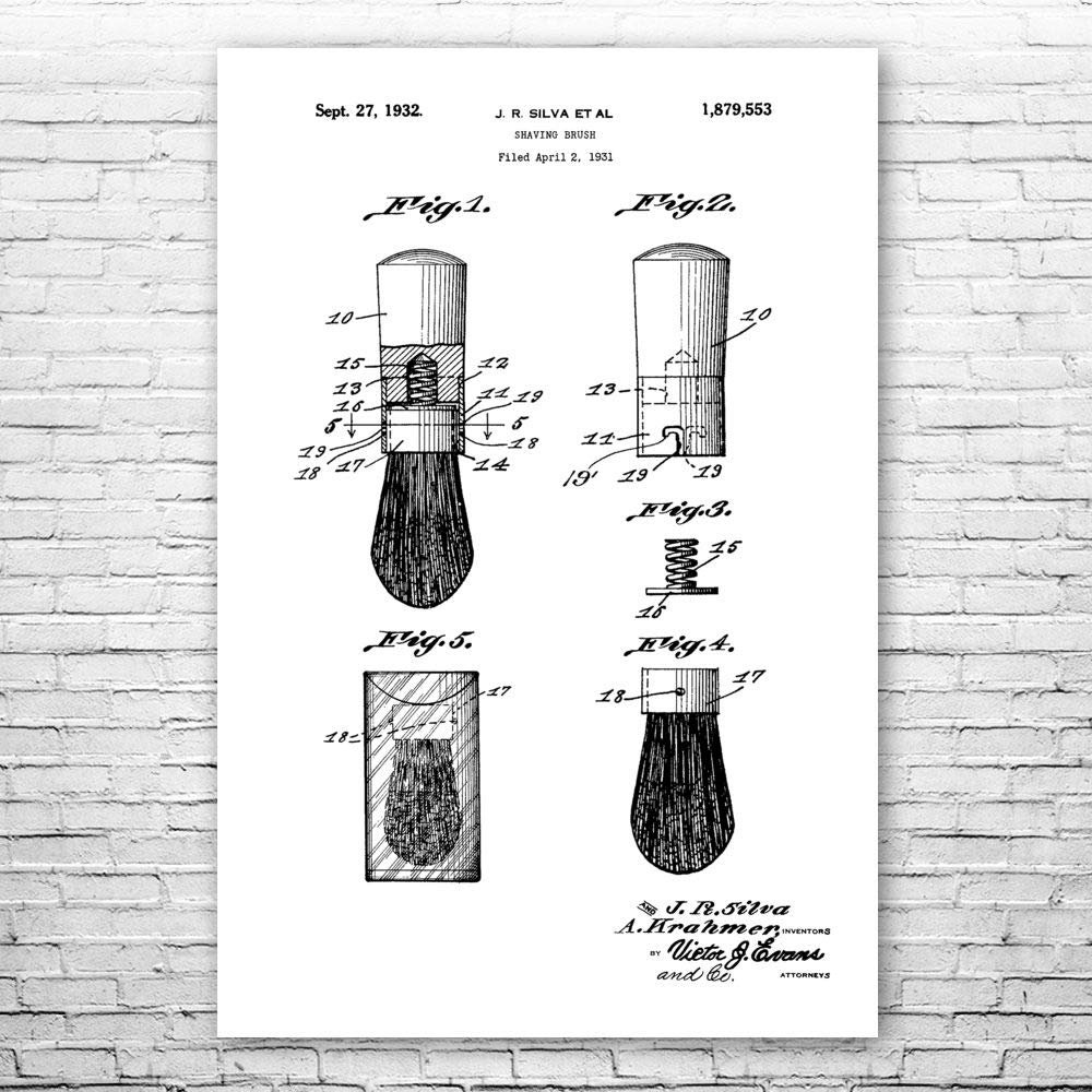 Shaving Brush Poster Print, Barber Shop Art, Barber Gift, Bathroom Decor, Stylist Gift, Salon Wall Art, Shaving Gift Black & White (20 inch x 30 inch)