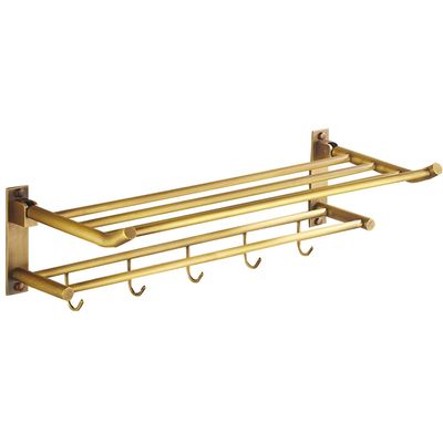 GXFWJD Perforated Wall Type Towel Rack Retractable Adjustable Bathroom Lavatory Towel Rack Towel Shelf with Two Towel Bars Wall Mount Holder (Color : A, Size : 60cm)
