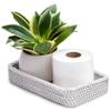 Towel Storage for Small Bathroom 10 in x 6 in White Toilet Paper Holder Storage Shower Basket Organizer for Kids Boho Baskets for Storage Cubes Tank Topper Basket (10 x 6 x 2 in, White Wash) view 1