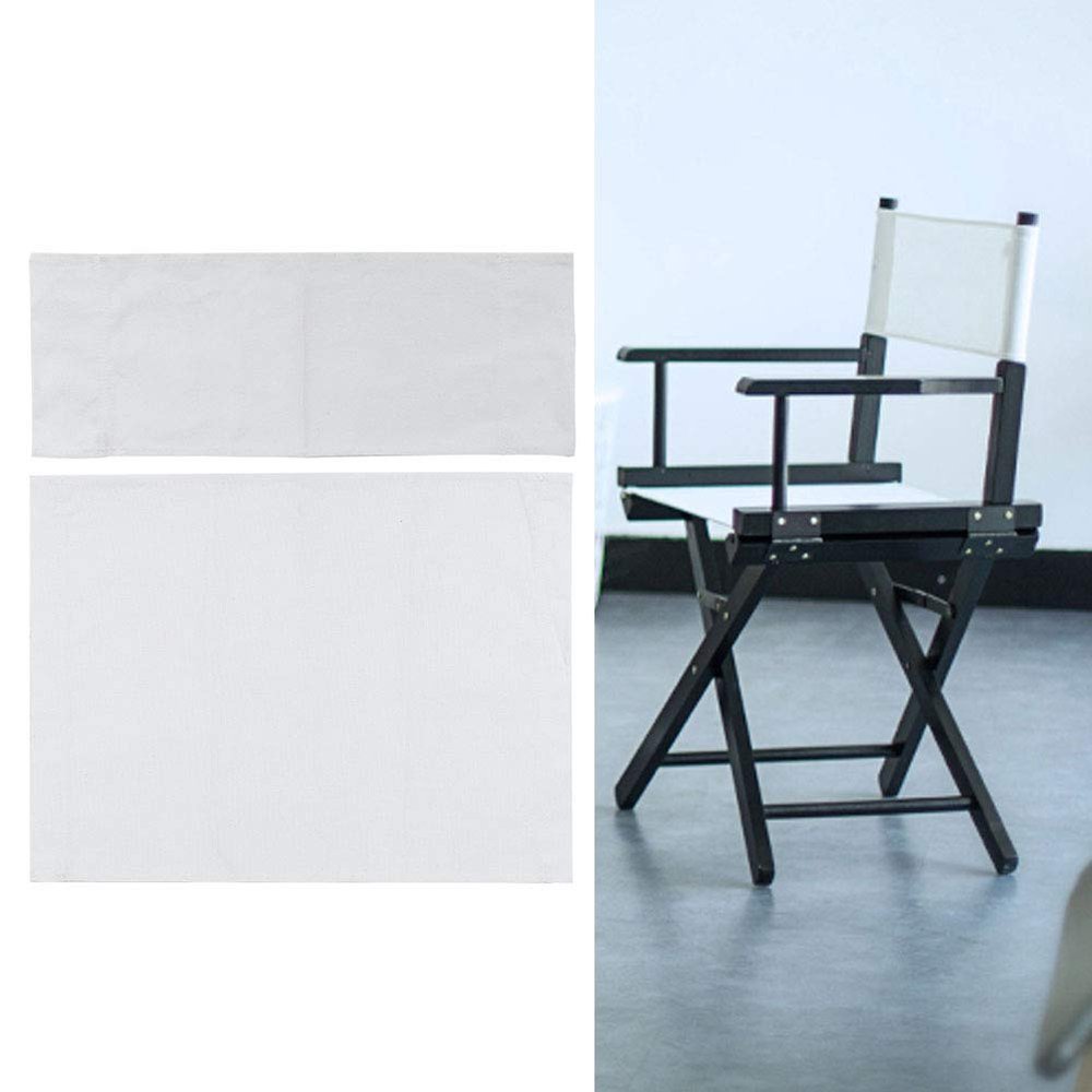 01 1 Set Casual Directors Chair Cover Kit, Replacement Seat and Back Cotton Stool Protector for Home Director Chair Medium Size ( + Wooden Stick) (White)