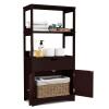 GLACER Large Bathroom Floor Cabinet, Freestanding Multipurpose Storage Cabinet with Drawer, 2 Open Shelves and Cupboard, Excellent for Bathroom, Kitchen or Living Room, 24 x 13 x 48 inches (Espresso) view 1