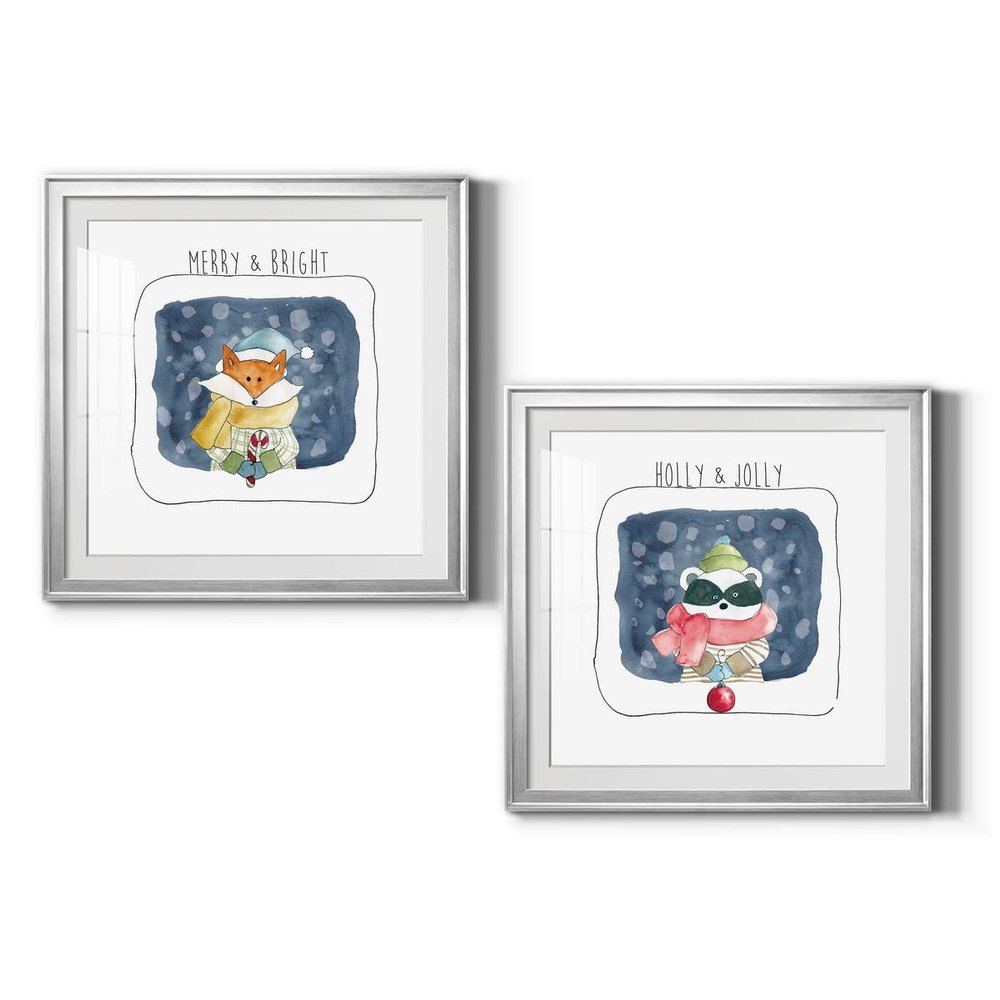 Renditions Gallery Christmas, Canvas Wall Art, Holiday Dcor, Christmas Carol, White Christmas, Chestnuts, Nutcracker, Rudolph, Nativity Christmas Fox - Silver Framed 34X34