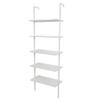 5-Shelf Wood Ladder Bookcase with Metal Frame, Industrial 5-Tier Modern Ladder Shelf Wood Shelves (White) view 1