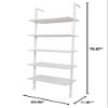 5-Shelf Wood Ladder Bookcase with Metal Frame, Industrial 5-Tier Modern Ladder Shelf Wood Shelves (White) view 2