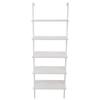 5-Shelf Wood Ladder Bookcase with Metal Frame, Industrial 5-Tier Modern Ladder Shelf Wood Shelves (White) view 3