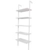 5-Shelf Wood Ladder Bookcase with Metal Frame, Industrial 5-Tier Modern Ladder Shelf Wood Shelves (White) view 4