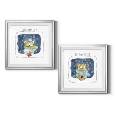 Renditions Gallery Christmas, Canvas Wall Art, Holiday Dcor, Christmas Carol, White Christmas, Chestnuts, Nutcracker, Rudolph, Nativity Christmas Bear - Silver Framed 34X34