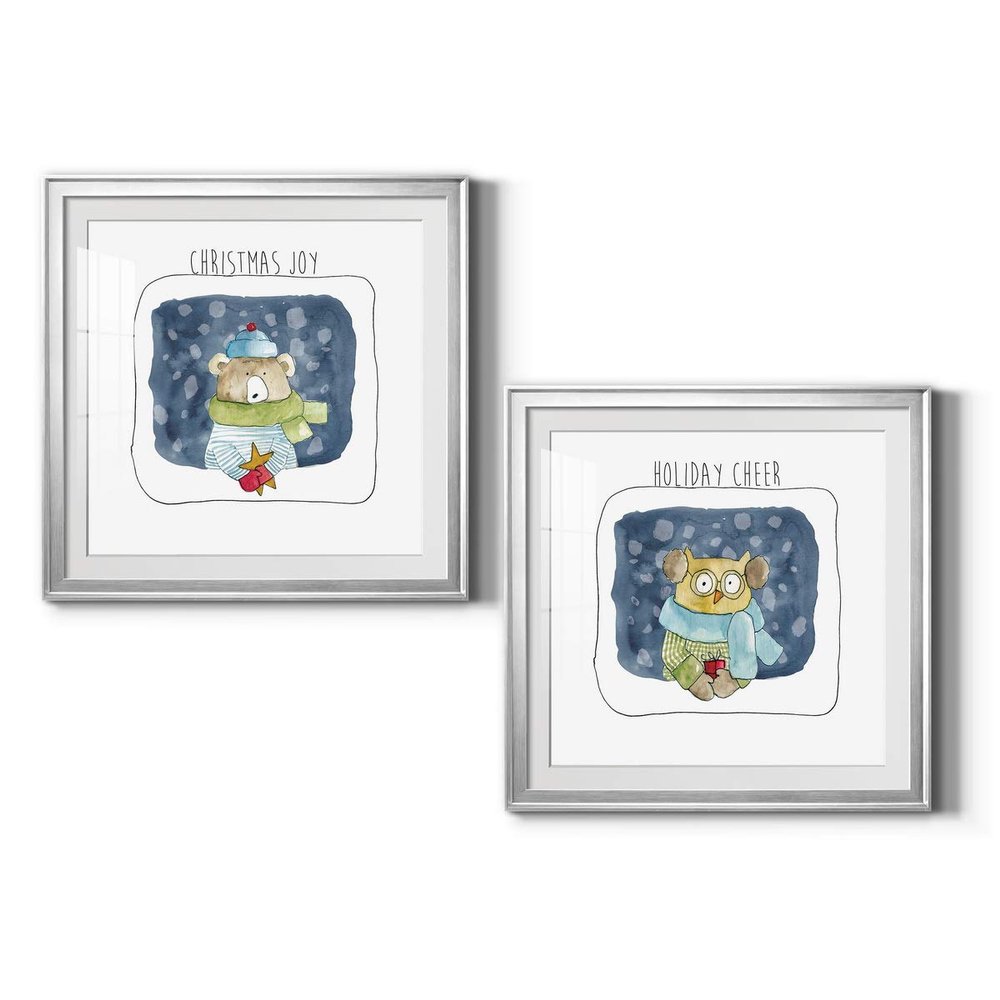 Renditions Gallery Christmas, Canvas Wall Art, Holiday Dcor, Christmas Carol, White Christmas, Chestnuts, Nutcracker, Rudolph, Nativity Christmas Bear - Silver Framed 34X34