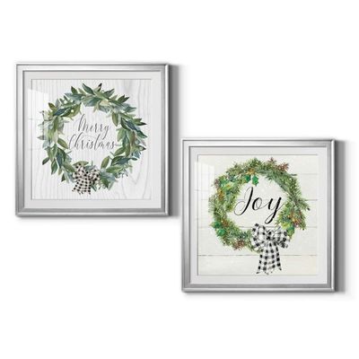 Renditions Gallery Christmas, Canvas Wall Art, Holiday Dcor, Christmas Carol, White Christmas, Chestnuts, Nutcracker, Rudolph, Nativity Snowberry Wreath - Silver Framed 34X34