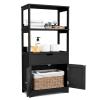 GLACER Large Bathroom Floor Cabinet, Freestanding Multipurpose Storage Cabinet with Drawer, 2 Open Shelves and Cupboard, Excellent for Bathroom, Kitchen or Living Room, 24 x 13 x 48 inches (Black) view 1