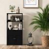 GLACER Large Bathroom Floor Cabinet, Freestanding Multipurpose Storage Cabinet with Drawer, 2 Open Shelves and Cupboard, Excellent for Bathroom, Kitchen or Living Room, 24 x 13 x 48 inches (Black) view 4