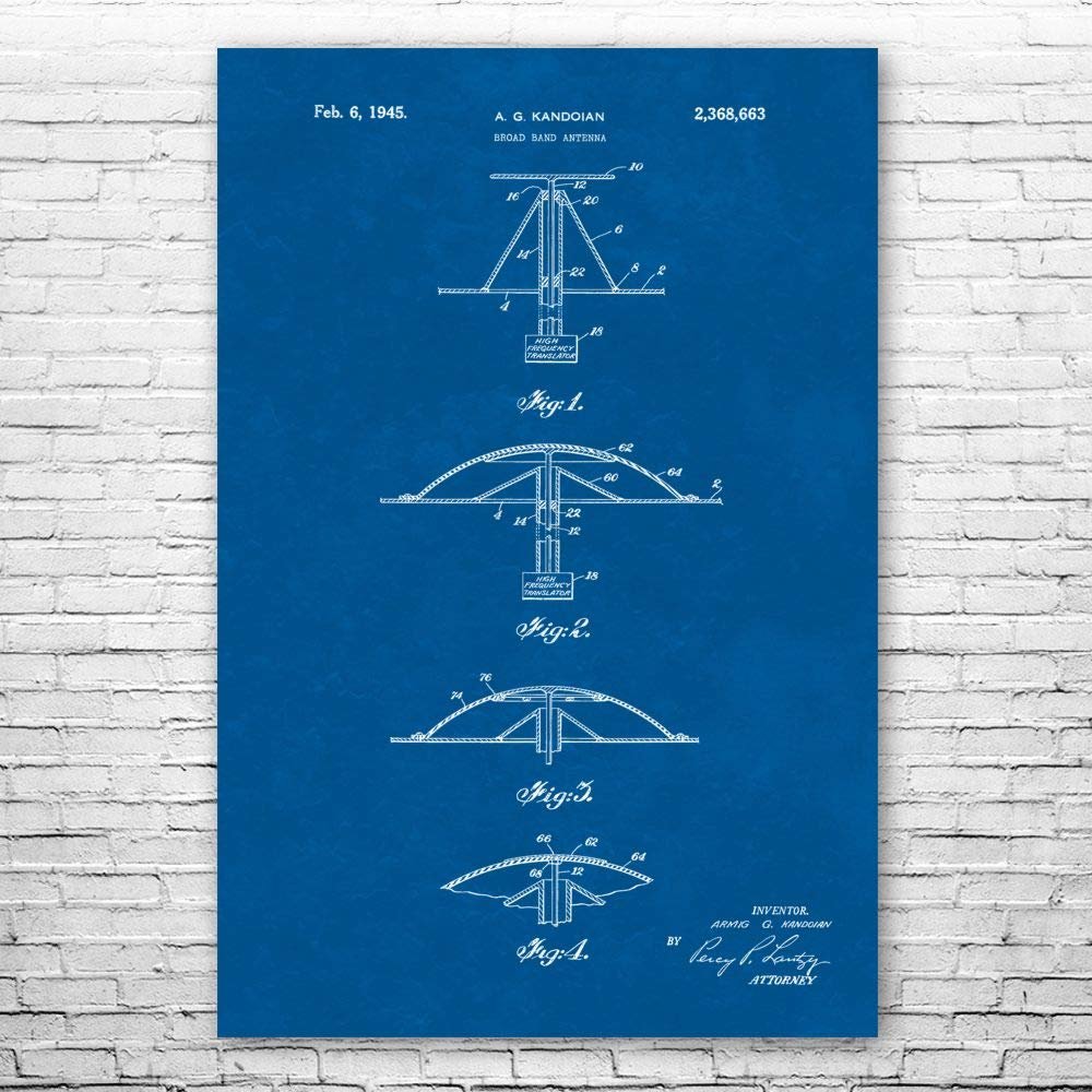 Broadband Antenna Poster Print, Radio Station Art, Network Engineer, Telecom Gift, Antenna Art Print, Ham Radio Gift Blueprint (20 inch x 30 inch)