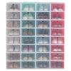 Cabilock 6pcs Transparent Pink Shoe Box Stackable Foldable Storage Shoe Box Clear Plastic Shoe Boxes Shoes Boxes for Home Room Sneakers High Heels Slippers view 3
