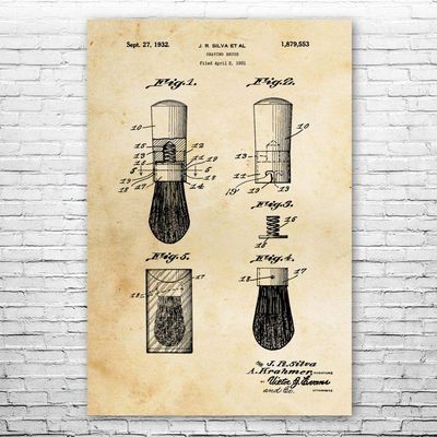 Shaving Brush Poster Print, Barber Shop Art, Barber Gift, Bathroom Decor, Stylist Gift, Salon Wall Art, Shaving Gift Vintage Paper (20 inch x 30 inch)