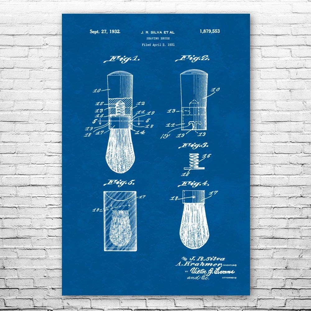 Shaving Brush Poster Print, Barber Shop Art, Barber Gift, Bathroom Decor, Stylist Gift, Salon Wall Art, Shaving Gift Blueprint (13 inch x 19 inch)