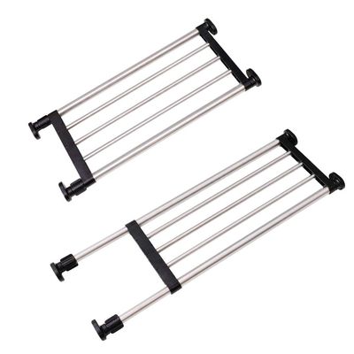 BAOYOUNI Adjustable Closet Shelf Expandable Shelves Tension Rod Hanger Space Saving Storage Rack Organizer Divider for Wardrobe, Cupboard, Kitchen, Bathroom Use, Black, 2 Pack
