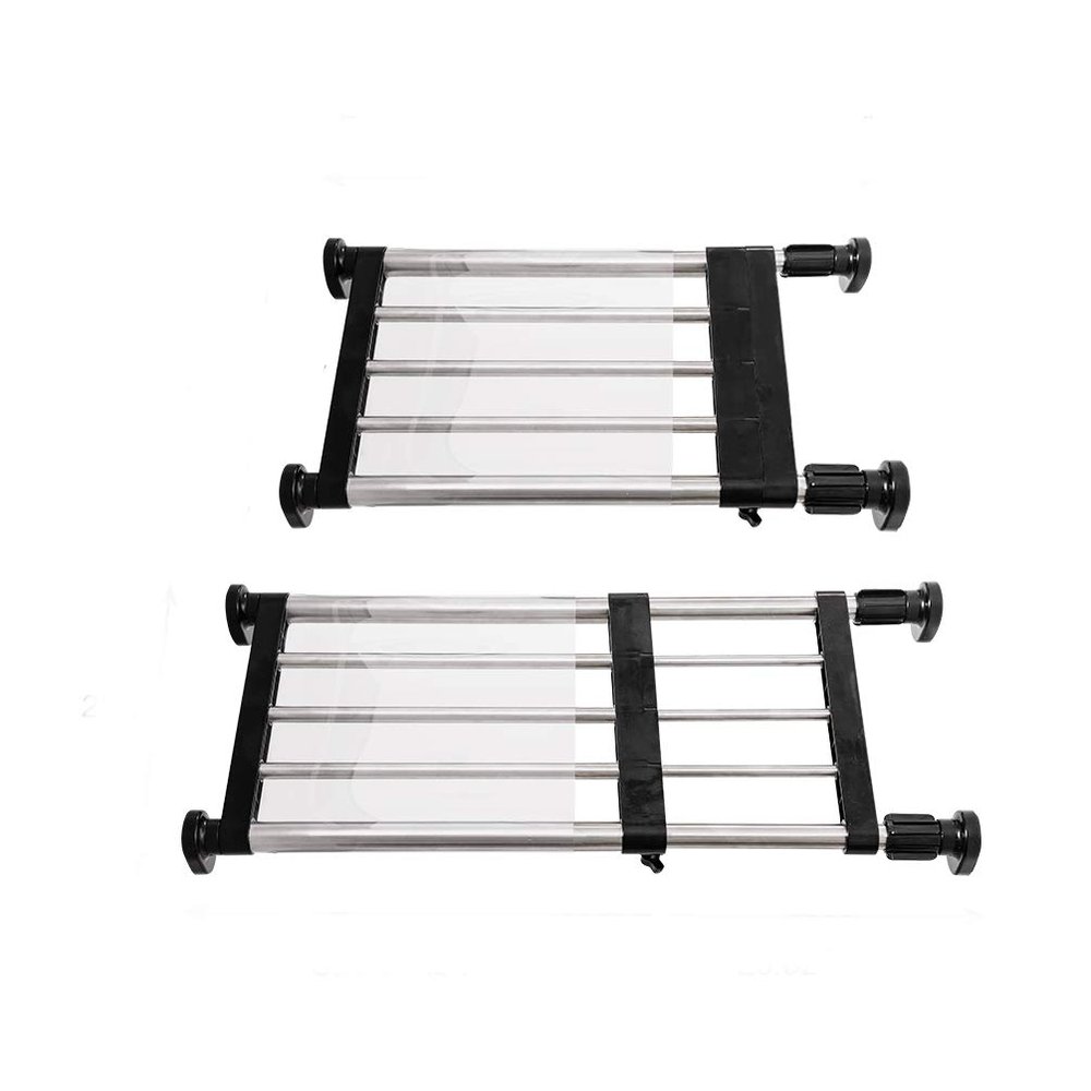 BAOYOUNI Adjustable Shelving Expandable Closet Shelves Tension Rod Clothes Hanger Storage Rack DIY Cabinet Wardrobe Kitchen Bathroom Divider Separator Organizer, Black, 2 Pack