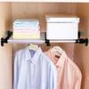 BAOYOUNI Adjustable Shelving Expandable Closet Shelves Tension Rod Clothes Hanger Storage Rack DIY Cabinet Wardrobe Kitchen Bathroom Divider Separator Organizer, Black, 2 Pack view 2