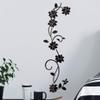 LELE LIFE Black Acrylic Mirror Wall Sticker, Flower Vine Decorative Sticker for Home Living Room Bedroom Decor, Wall Sticky Decoration view 3