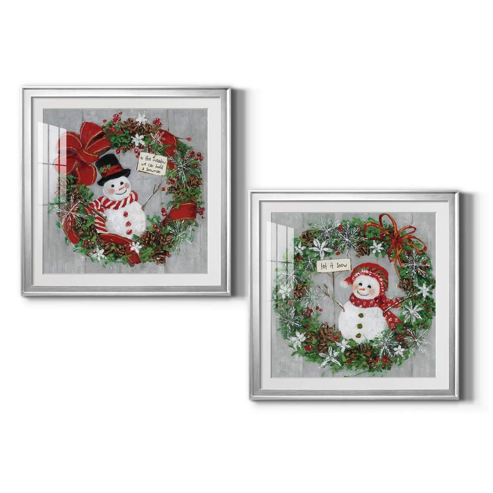 Renditions Gallery Christmas, Canvas Wall Art, Holiday Dcor, Christmas Carol, White Christmas, Chestnuts, Nutcracker, Rudolph, Nativity Mr. Snowman - Silver Framed 34X34