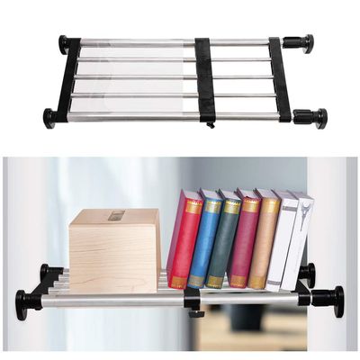 BAOYOUNI Adjustable Shelving Expandable Closet Shelves Tension Rod Clothes Hanger Storage Rack DIY Cabinet Wardrobe Kitchen Bathroom Divider Separator Organizer, Black, 2 Pack