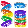 Oringaga 24PCS Welcome Back to School Party Rubber Wristbands, First Day of School Birthday Party Supplies Decorations Gifts Prize Goodie Bag Favors Silicone Wristband view 2