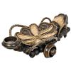 AeraVida Hand Carved Elephant Cart Candle Holder Tray Rain Tree Wood Decorative Elephant Figurine with Rattan Accents Wooden Candle Holder Home Decor Thai Inspired view 3