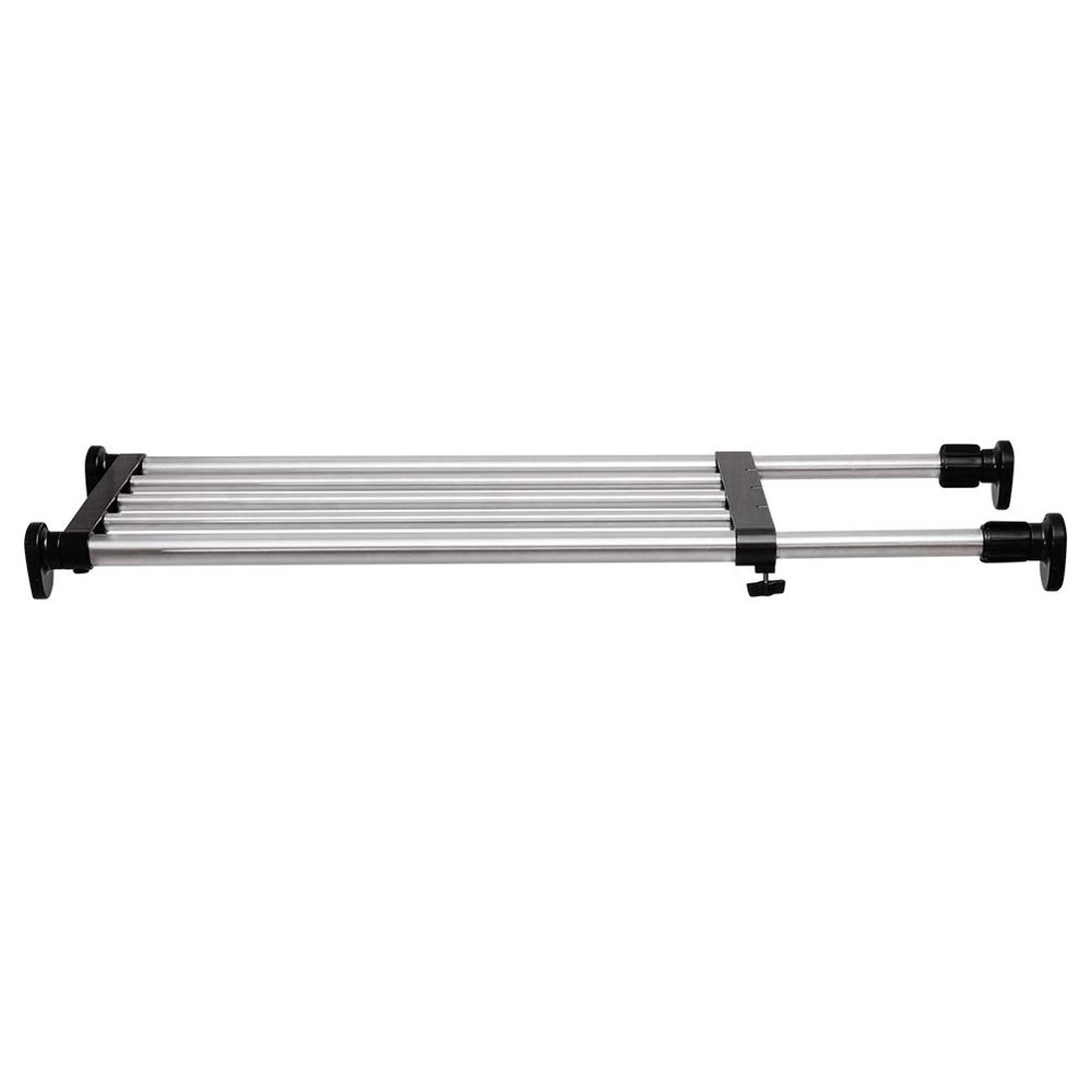 BAOYOUNI Expandable Shelf Closet Tension Rod Adjustable Shelving Unit Storage Rack Organizer Hanger Space Saving Divider for Wardrobe, Cupboard, Kitchen, Bathroom Use, Black