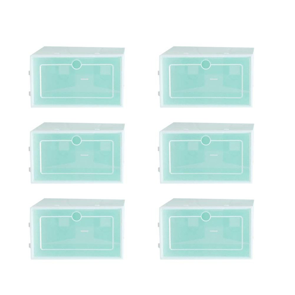 Cabilock 6pcs Green Stackable Transparent Shoe Storage Boxes Thicken Plastic Shoe Containers for Closet Organization Easy