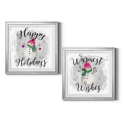 Renditions Gallery Christmas, Canvas Wall Art, Holiday Dcor, Christmas Carol, White Christmas, Chestnuts, Nutcracker, Rudolph, Nativity Snowman Happy Holidays - Silver Framed 34X34