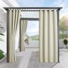 RYB HOME Outdoor Curtains for Patio Waterproof Block Sunlight Thermal Insulated Privacy Assured Thick Outside Curtains for Porch, Gazebo, Pergola, W52 x L95, Beige, 1 Panel view 1