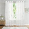 BUHUA White Sheer Curtains 96 Inch Length 2 Panels Set, Grommet Voile Curtains Silver Vine Printed, Elegant Home Decoration(55W x 96L Inch, White, Set of 2) view 2