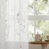 BUHUA White Sheer Curtains 96 Inch Length 2 Panels Set, Grommet Voile Curtains Silver Vine Printed, Elegant Home Decoration(55W x 96L Inch, White, Set of 2) view 3