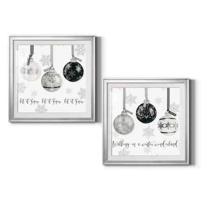 Renditions Gallery Christmas, Canvas Wall Art, Holiday Dcor, Christmas Carol, White Christmas, Chestnuts, Nutcracker, Rudolph, Nativity Let it Snow Ornaments - Silver Framed 34X34