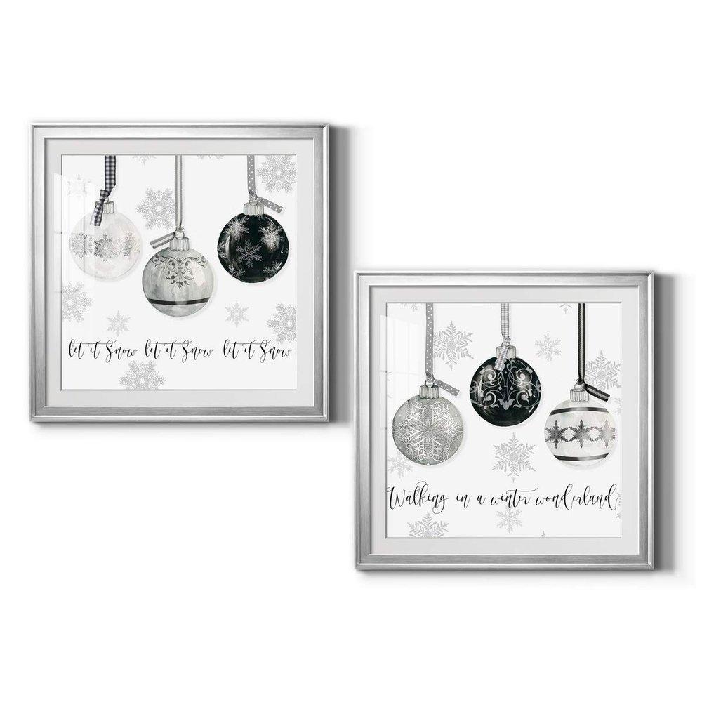 Renditions Gallery Christmas, Canvas Wall Art, Holiday Dcor, Christmas Carol, White Christmas, Chestnuts, Nutcracker, Rudolph, Nativity Let it Snow Ornaments - Silver Framed 34X34