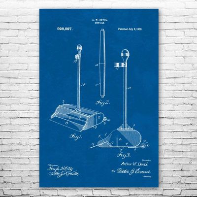 Dustpan & Handle Poster Print, Housekeeper Gift, Dustpan Blueprint, Broom Closet Art, School Janitor, Custodian Gifts Blueprint (13 inch x 19 inch)