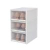 Cabilock 3pcs Transparent Plastic Shoe Storage Box Drawer Design for Easy Access Stackable Organizer for Women Shoes Moisture Space-saving Storage Grey view 1
