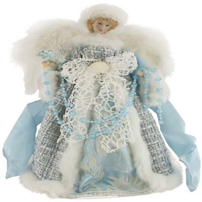 Windy Hill Collection 14" Inch Standing Blue Ocean Angel Christmas Tree Topper or Table Top 514101