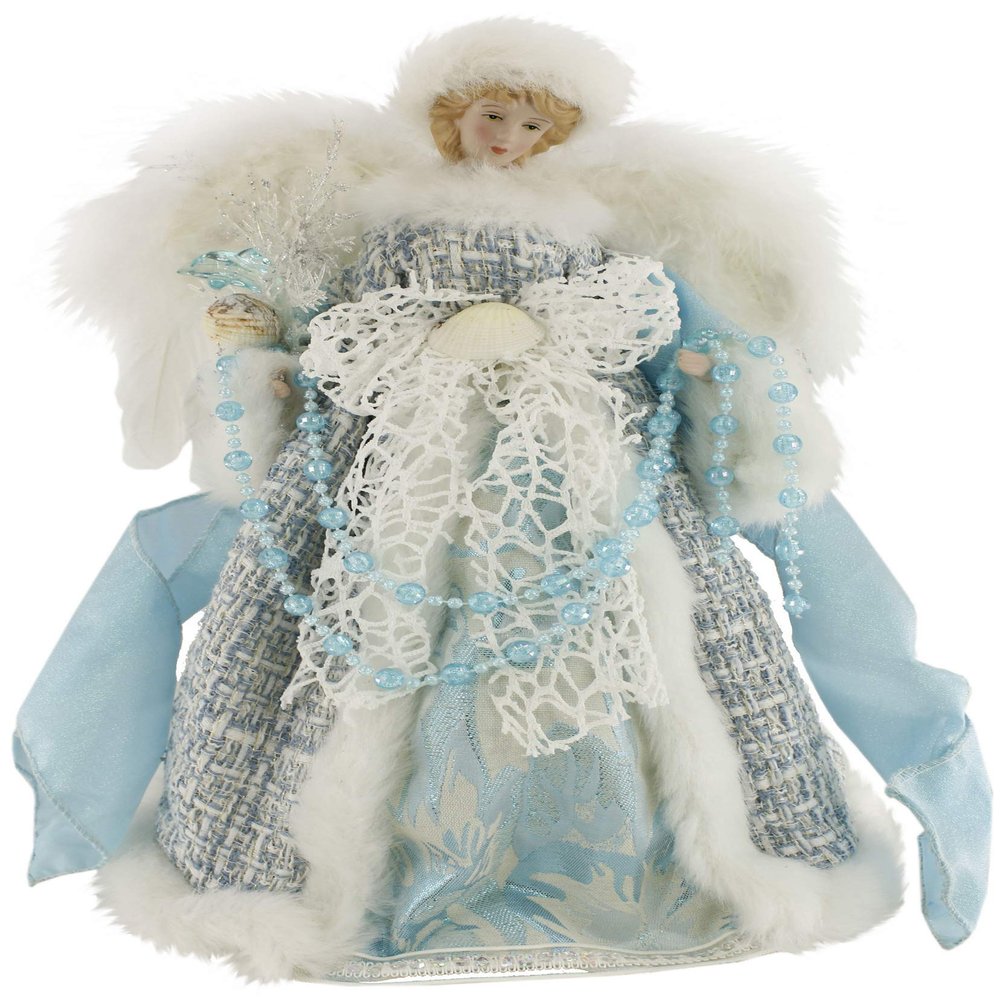Windy Hill Collection 14" Inch Standing Blue Ocean Angel Christmas Tree Topper or Table Top 514101