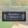 Stukk Grandma's Allotment Little Helper Always Welcome Hanging Garden Decor Sign, Natural Engraved Slate Stone Plaque, 30x12cm view 1