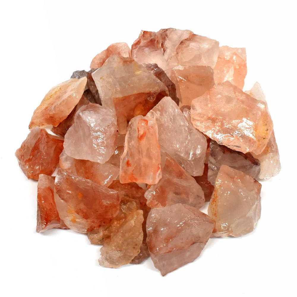 HQRP Red Hematoid Fire Quartz Rough Natural Sparkling Translucent Gemstone Crystal Mineral Raw Specimens for Cabbing - Madagascar (20PCS)