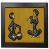 Exotic India Set of Two Musician Wall Hanging with Frame - Brass and Wood Statue view 1