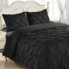 luxuriousdeals Pinch Pleated 4 Piece Solid 800 TC Egyptian Cotton Pintuck Style Double Needle Stitching Comforter Set - 1 Comforter, 1 Duvet Cover & 2 Pillow Shams Black Twin XL view 4