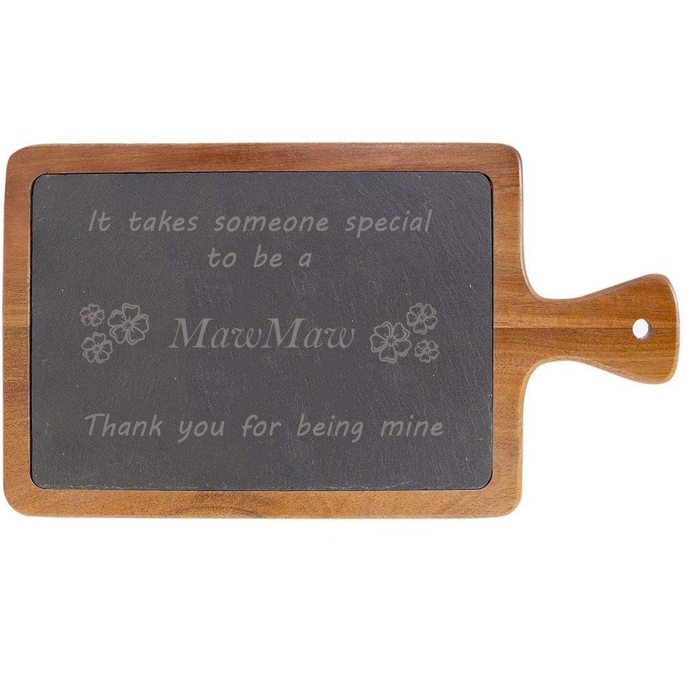 It Takes Someone Special to be a MawMaw 13 1/4-inch x 7-inch Acacia Wood Slate Slab Cutting Board with 3-inch Wooden Handle