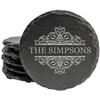 A Touch of Elegance: Personalized Slate Coasters with Family Monogram - Round Slate - Set of 8 view 1