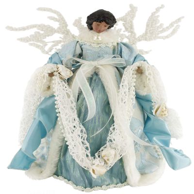 Windy Hill Collection 14" Inch Standing Coastal African American Ethnic Angel Christmas Tree Topper or Table Top 514102