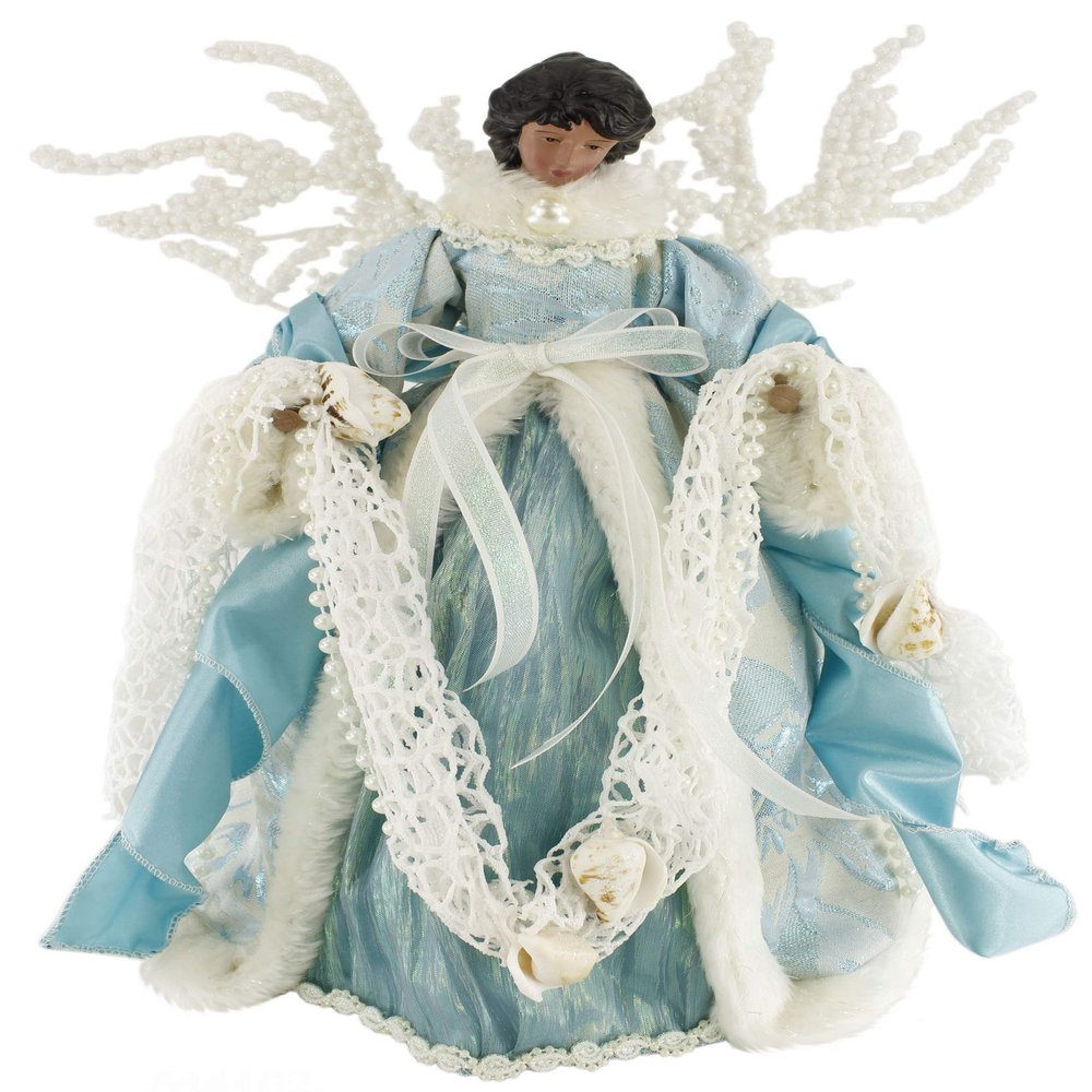 Windy Hill Collection 14" Inch Standing Coastal African American Ethnic Angel Christmas Tree Topper or Table Top 514102
