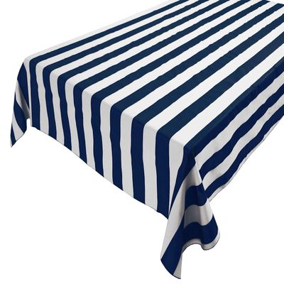Classic Modern Large Cabana Stripe Cotton Tablecloth Home Decoration Wedding Parties Showers Events Holiday Dcor (58" x 120", Navy/White)