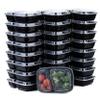 [100 Pack] 2 Compartment Microwavable Meal Prep Containers with Lids 36 oz, Reusable Bento Box, Food Storage Containers | BPA Free | Stackable | Lunch Boxes, Microwave/Dishwasher/Freezer Safe view 1